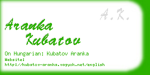 aranka kubatov business card
